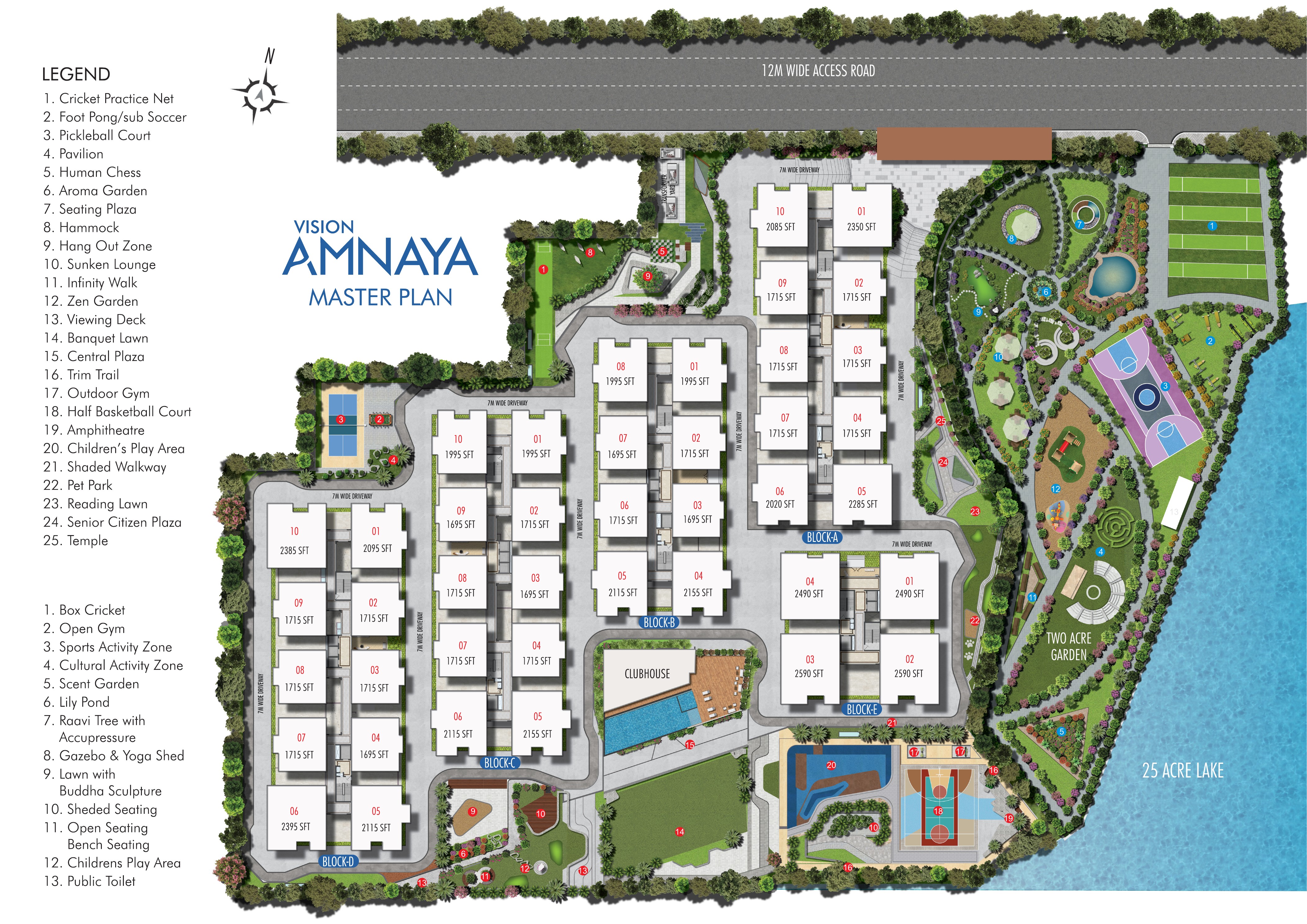 Vision Amnaya master layout and block-wise floor plan
